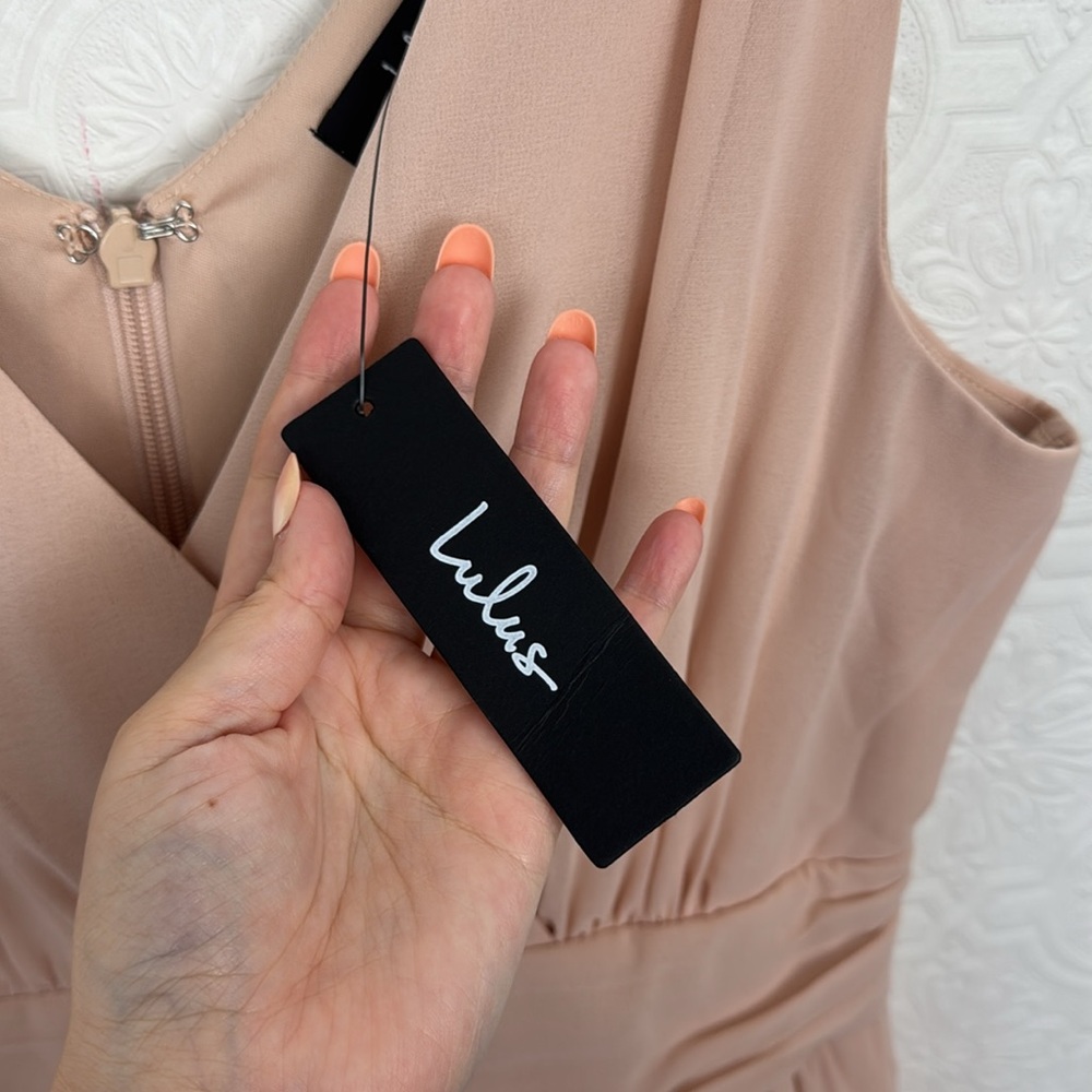 Lulus Thoughts of Hue Blush‎ Surplice Maxi Dress Wrap Slit Pink Sleeveless Large - Picture 8 of 9
